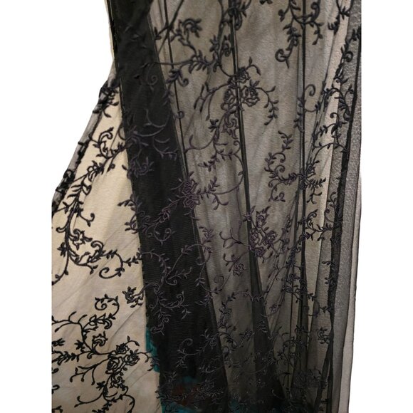Maria B Black Mesh Embroidered Cotton Duster Size S With Floral Accents BOHO - Picture 6 of 6